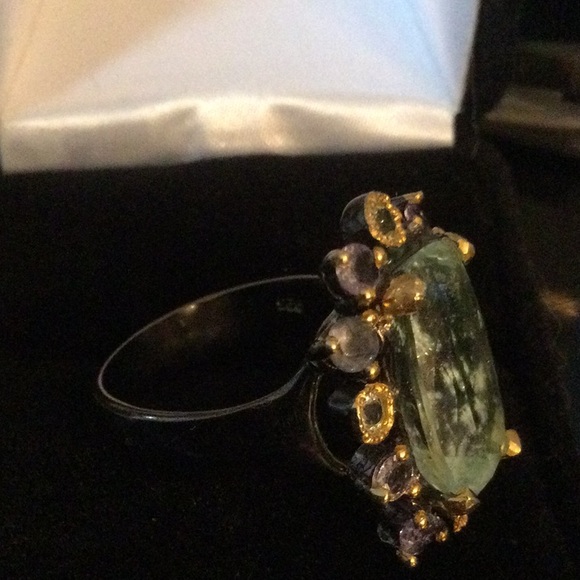 Rare Genuine 16mm by 10mm Aquamarine, Tanzanite & Topaz Ring - Picture 12 of 14